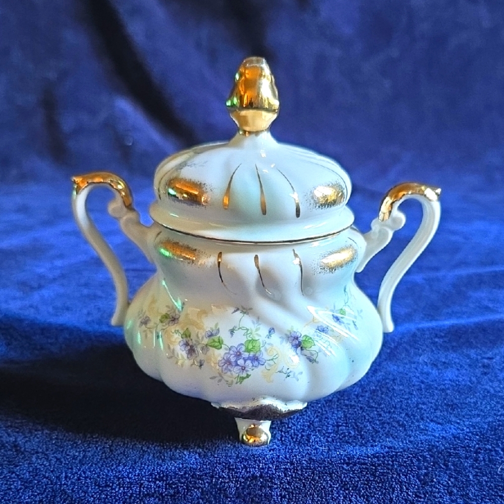 Vintage Lefton China Elegant Three Footed Sugar Bowl.